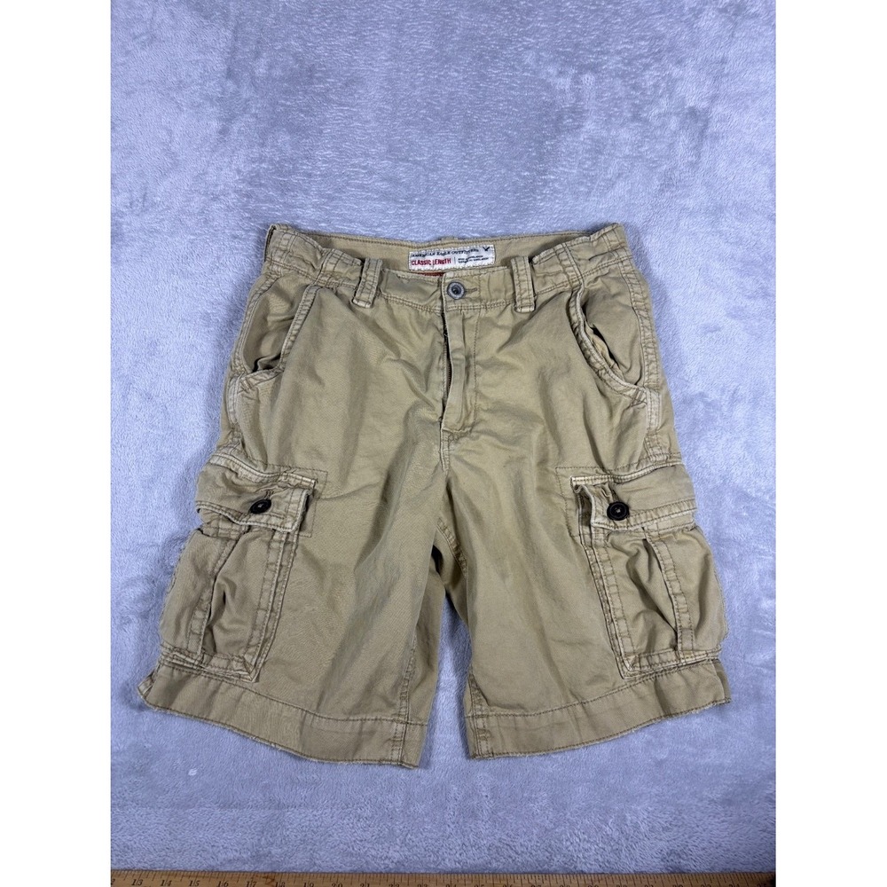 American Eagle Outfitters Shorts Classic Length Mens Size 32 Tan Fit Embroidered